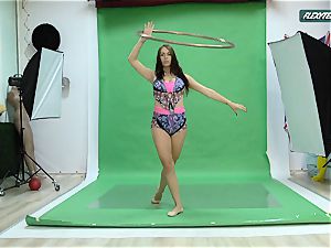 gigantic baps Nicole on the green screen opening up